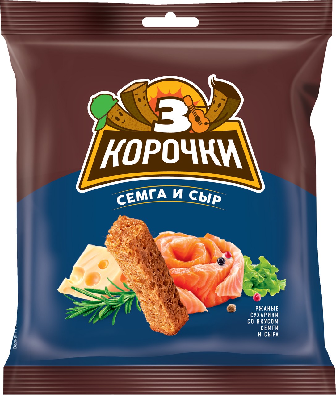 Сухарики 3 корочки ржан семга с сыром 40г