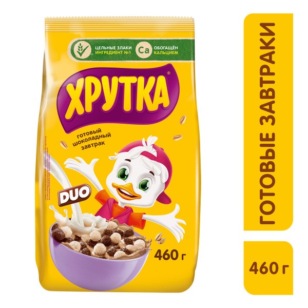Готовый завтрак хрутка дуо шарики 460г пакет