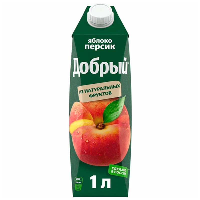 Напиток с/с добрый персик-яблоко 1л тп