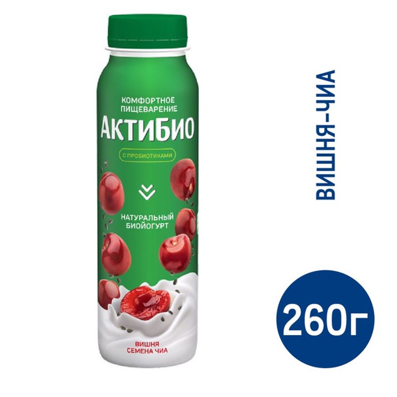 Йогурт актибио пит вишня-семена чиа 260г
