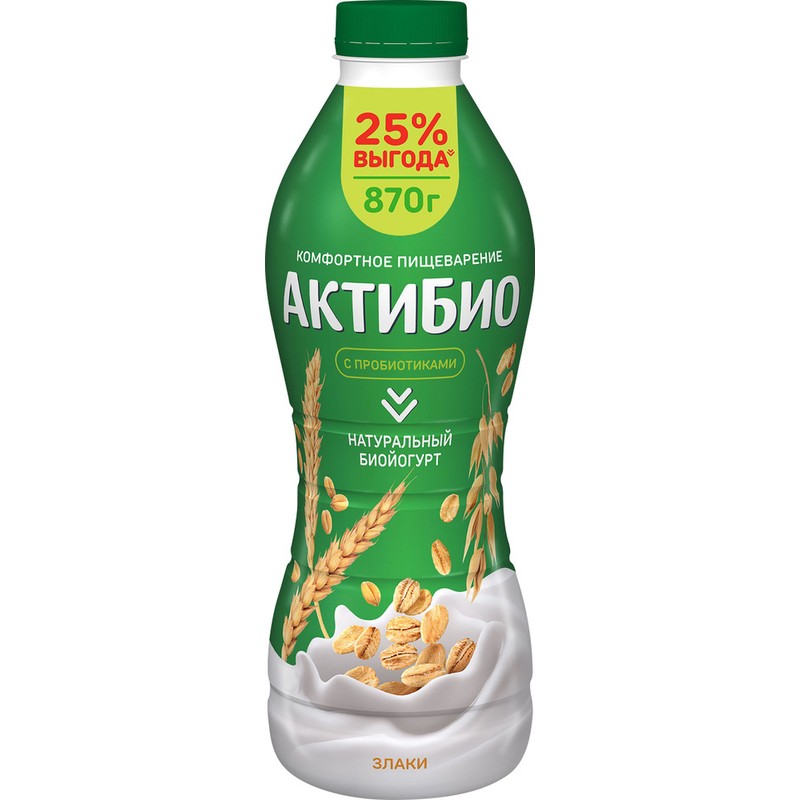 Йогурт актибио пит злаки 870г