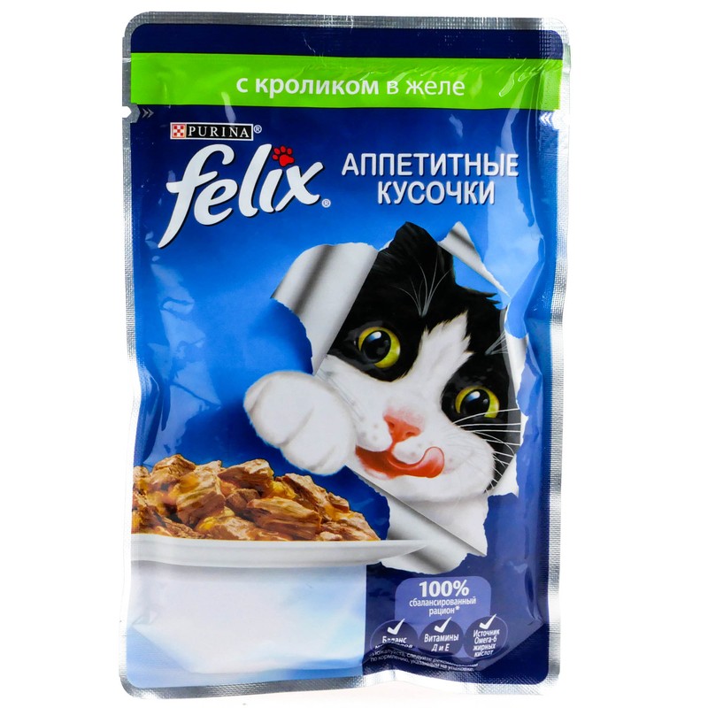 Felix аппетитные кусочки кролик 75г