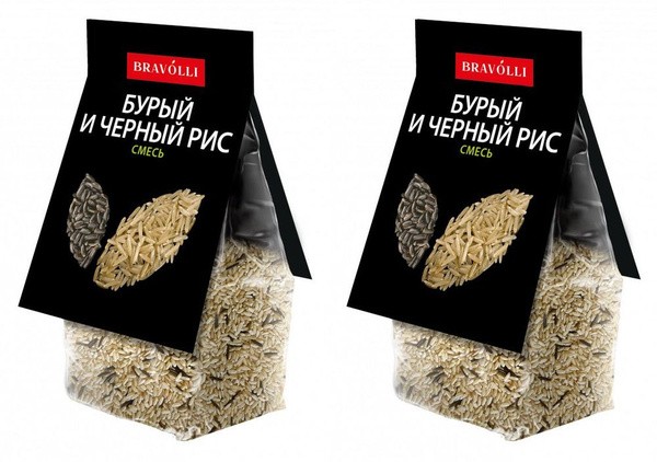 Крупа рис браволли смесь бурый и черный 350г