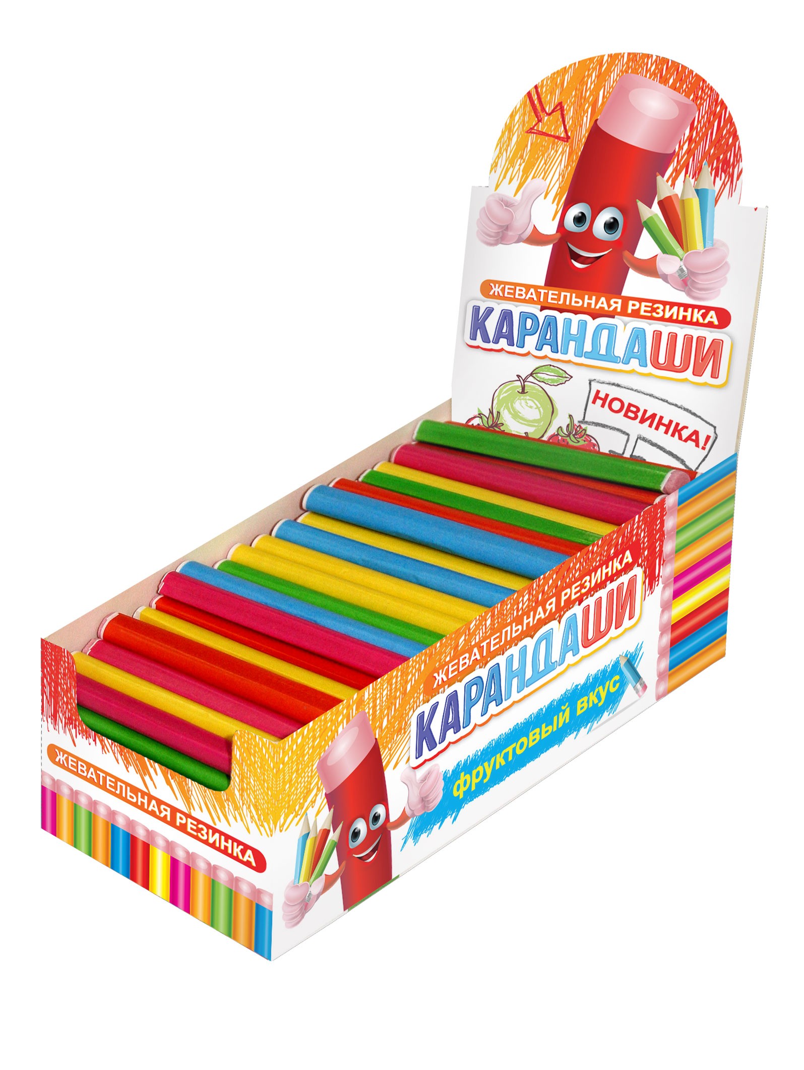Жеват резинка карандаши фруктовый вкус 20г