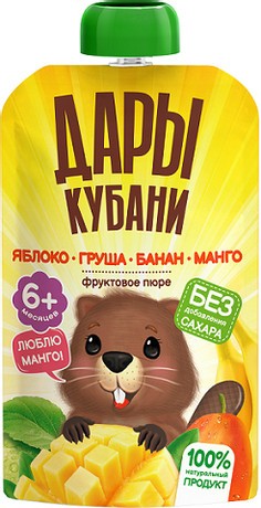 Пюре дары кубани яблоко/груша/банан/манго 90г д/п
