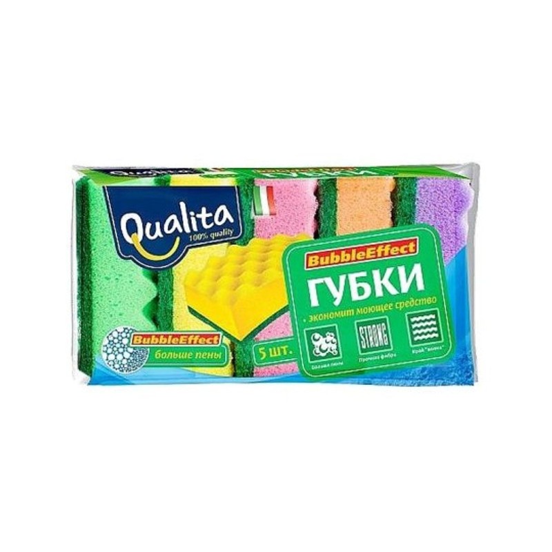 Губки кухонные 5 шт bubble effect qualita 0993