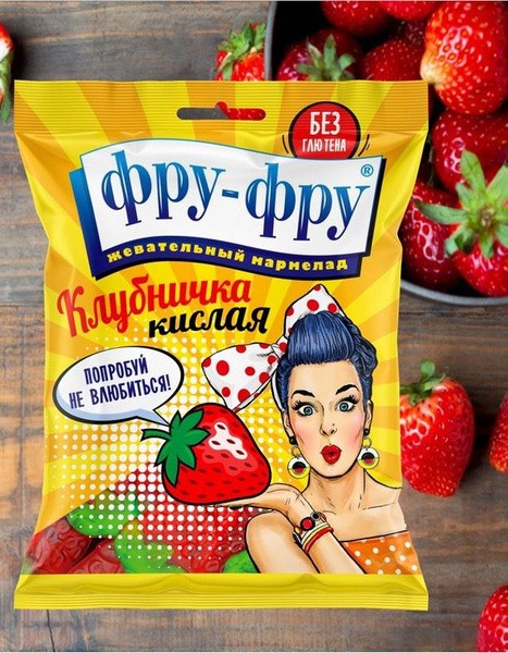 Мармелад жеват фру-фру капандаши клубника 80г