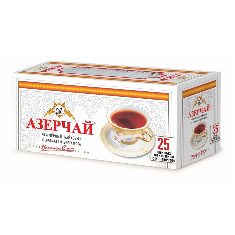 Чай азерчай черный 25пак с бергамотом конверт