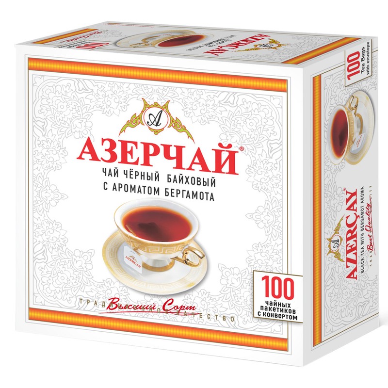 Чай азерчай черный 100пак с бергамотом
