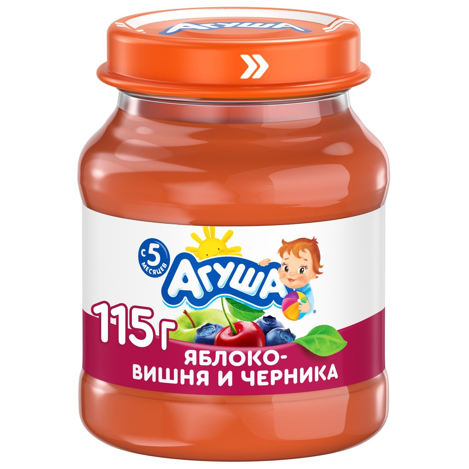 Пюре агуша яблоко-вишня-черника 100г с/б