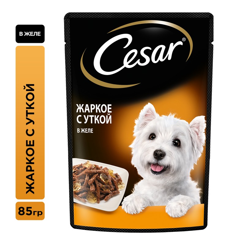 Корм для собак цезар жаркое с уткой желе 85г