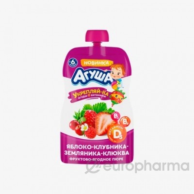 Пюре агуша яблоко-клубника-земляника-клюква 80г
