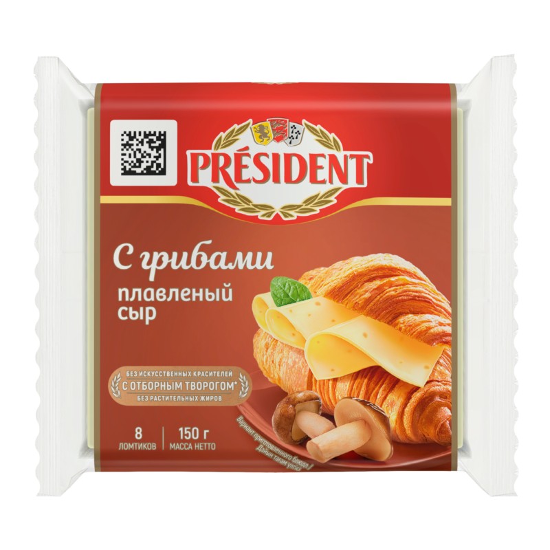 Сыр плавл президент 40% 150г с грибами тост