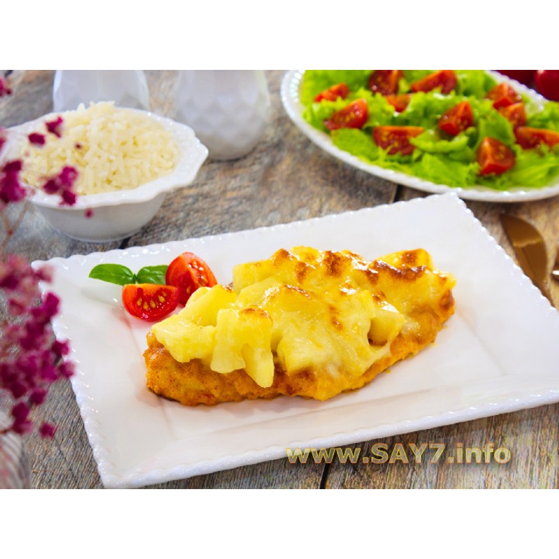 Филе куриное с ананасом и сыром