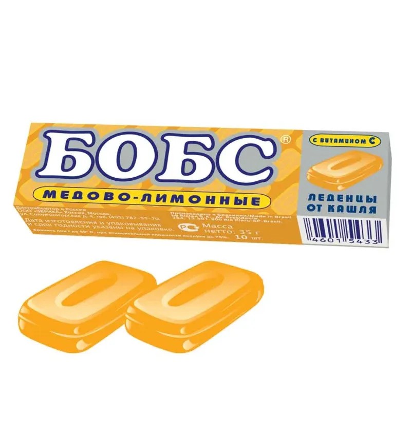 Леденцыс витамином с бобс мед и лимон 35 г