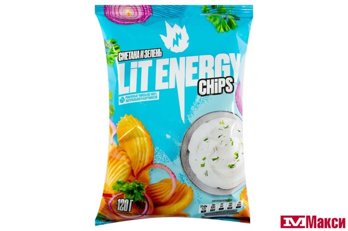 Чипсы рифленые lit energy сметана и зелень 120г