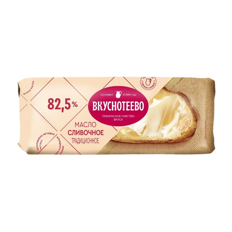 Масло сливоч вкуснотеево 82,5% 340г традиционное