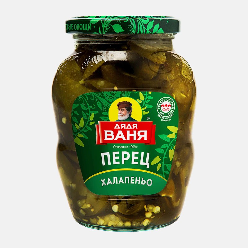 Перец маринов халапеньо дядя ваня 350г зелен нарез