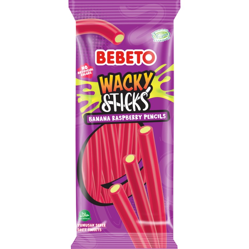 Мармелад жев бебето wacky sticks banan&raspberry&pencils 160г