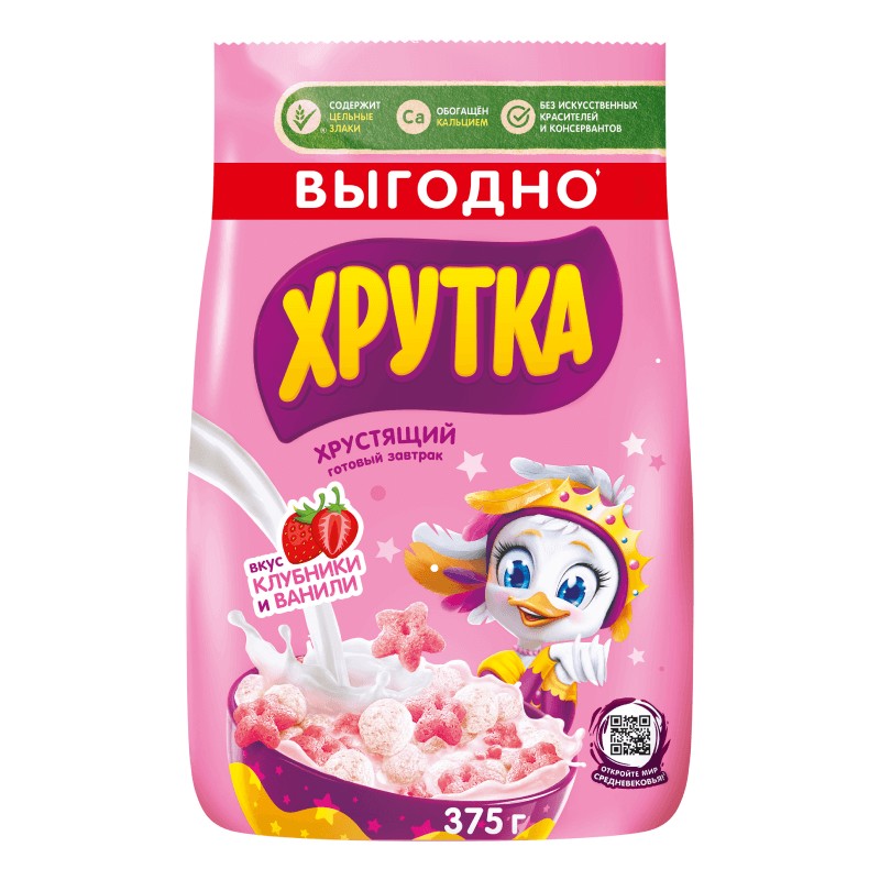 Готов завтрак хрутка клубника-ваниль 375г пакет