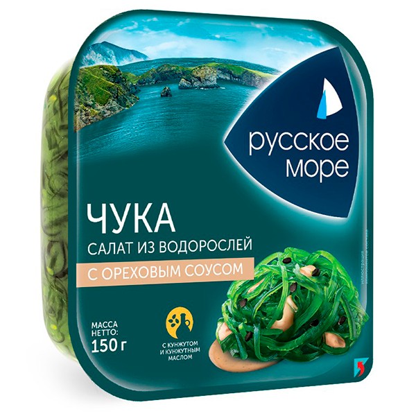 Чука салат из морских водорослей с орехов соусом русское море 150г