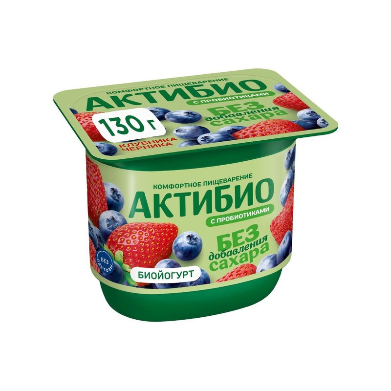 Йогурт актибио клубника черника 130г