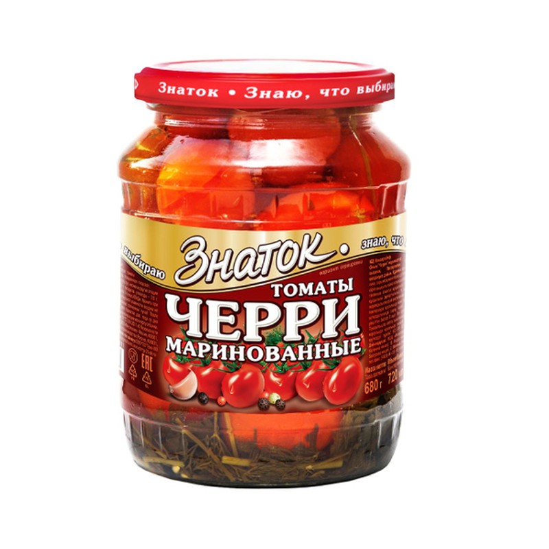 Томаты маринованные черри знаток 680 г