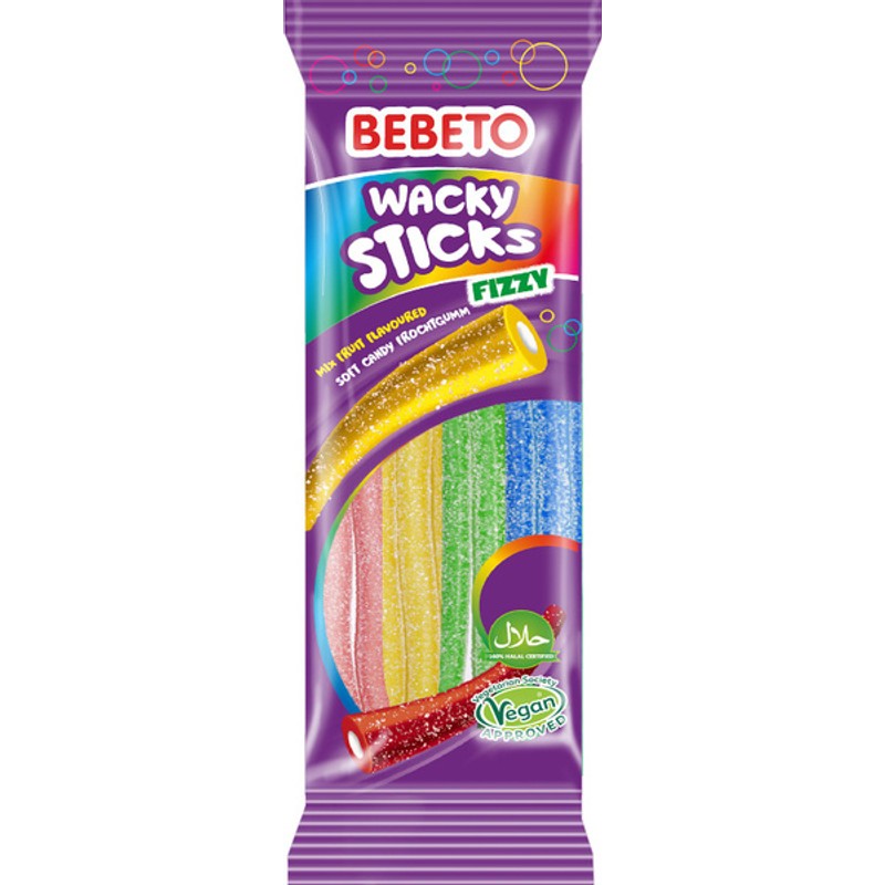 Мармелад жев бебето wacky sticks fizzy mix fruit 180г тутти фруттти