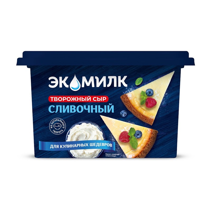 Сыр творожный сливочный экомилк 60% 350г