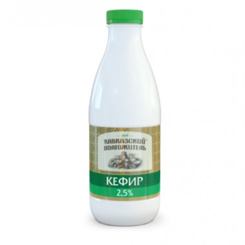 Кефир кавказский долгожитель 2,5% 290 гр бутылка