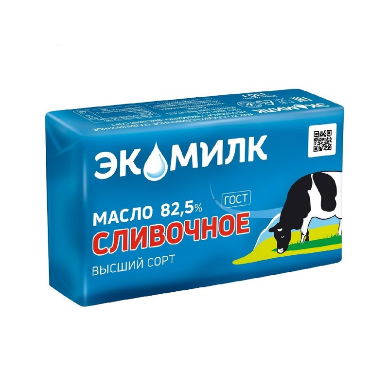 Масло экомилк сливочное 82,5% 330г