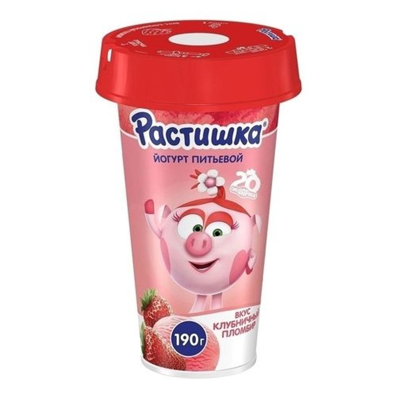 Йогурт питьевой растишка 2,8% 190г клубника-пломбир
