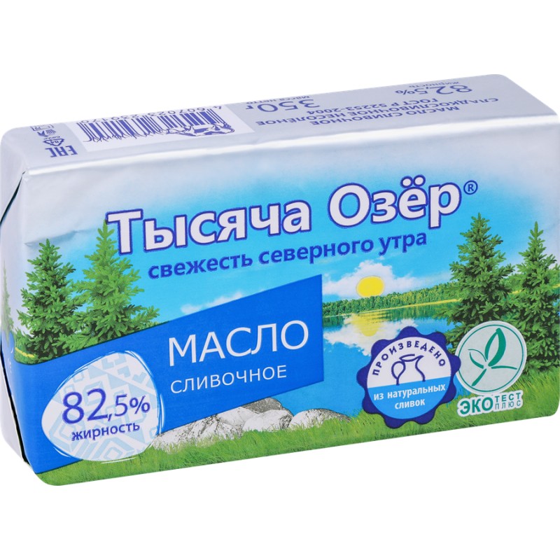 Масло сливоч тысяча озер 82,5% 350г