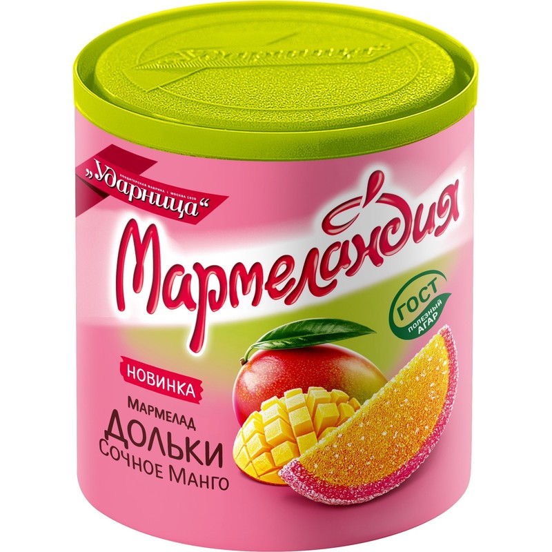 МАРМЕЛАНДИЯ СОЧНОЕ МАНГО/Дольки банка 250г Ударница