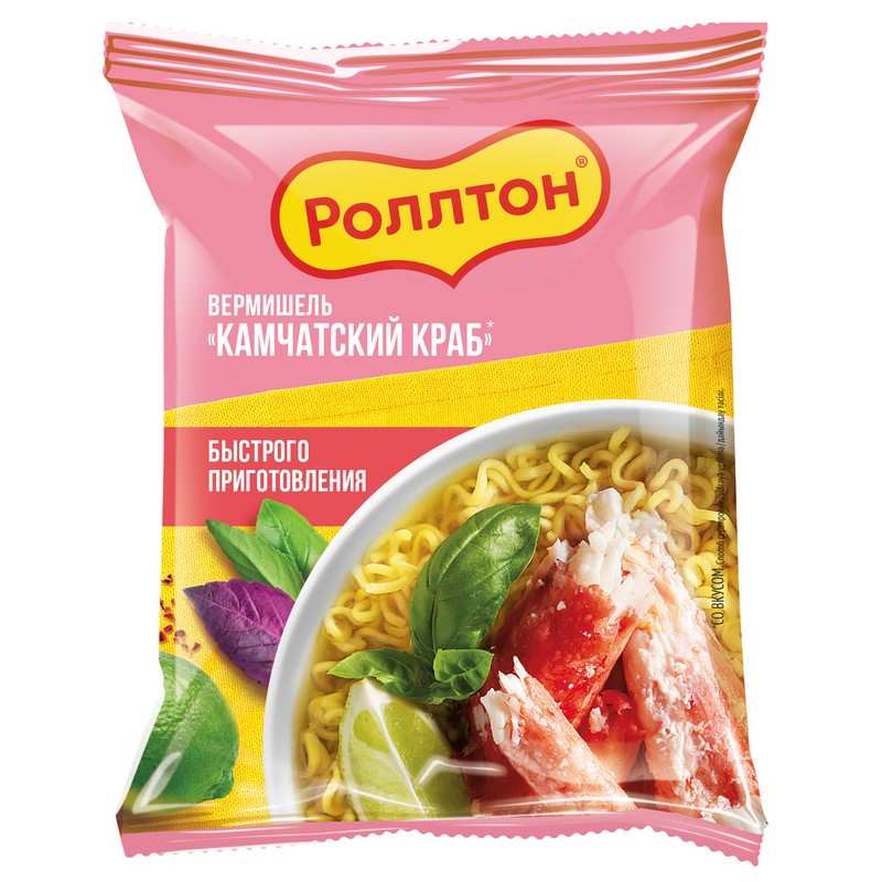 Вермишель б/п роллтон 60г м/у камчатский краб