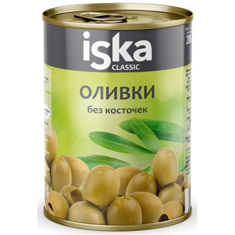 Оливки iska зеленые б/косточек 300мл ж/б