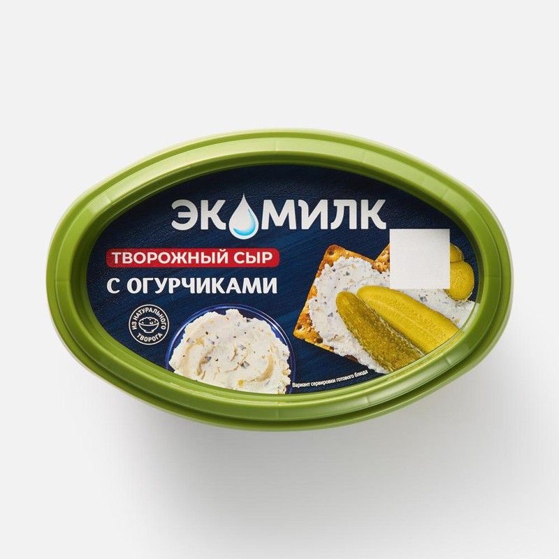 Сыр творожный экомилк 60% 120г с огурчиками