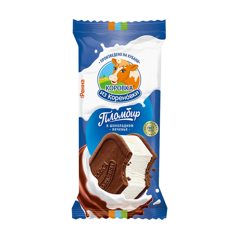 Мороженое коровка из коренов сэндвич пломбир в печ с какао 80г