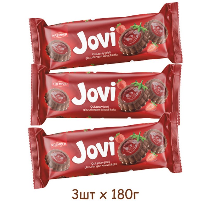 Кекс крембер jovi с клубничным желе в глазури 180г