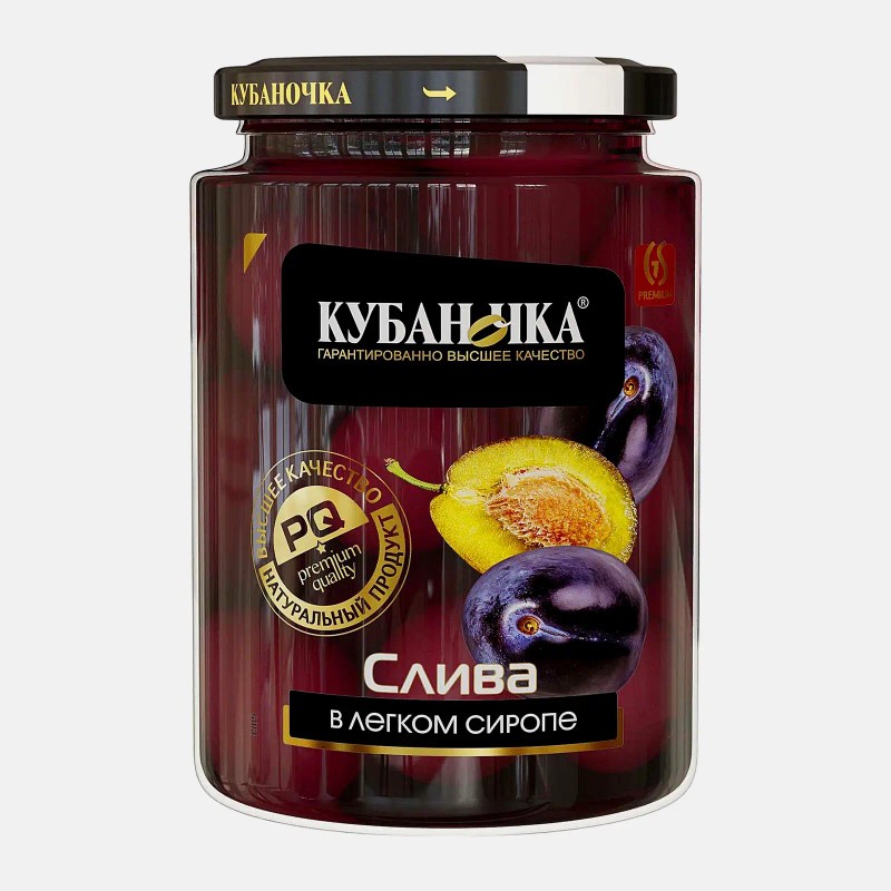 Слива в легком сиропе кубаночка 520г с/б