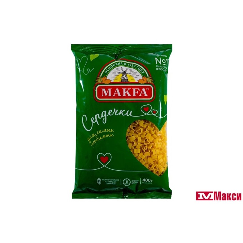 Макаронные изделия макфа сердечки 400г