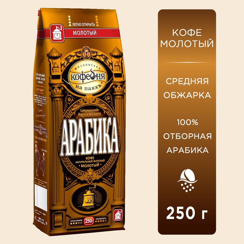 Кофе мкп арабика нат жарен молотый 250г