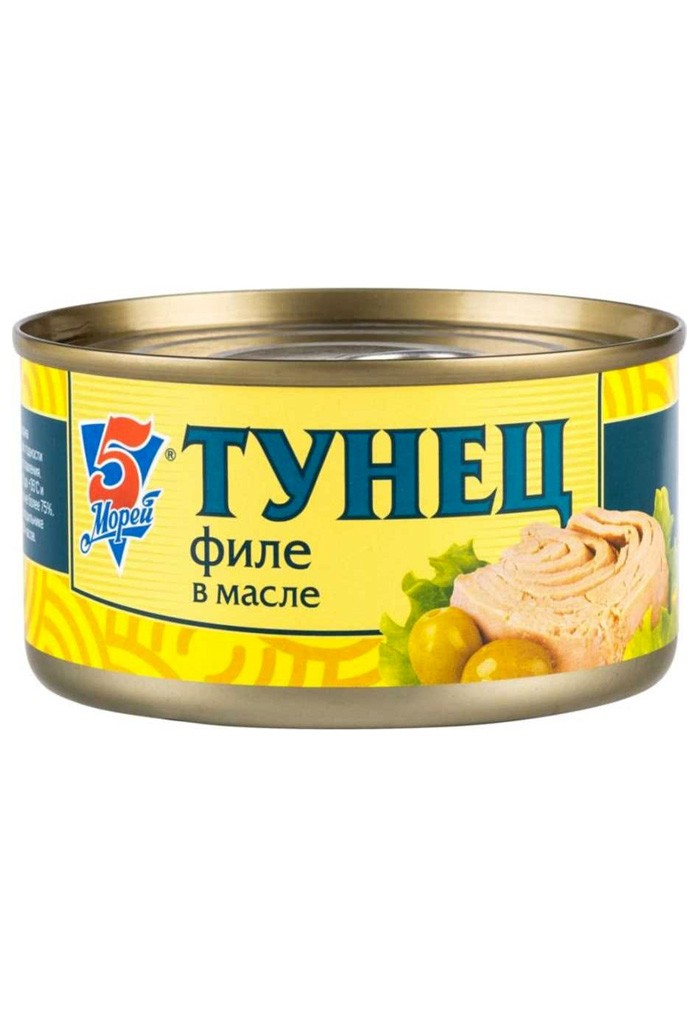 Тунец 5 морей филе в масле 185г