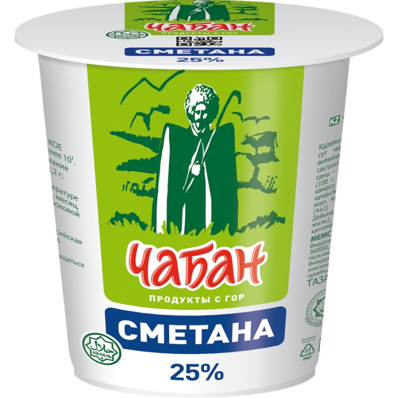 Сметана чабан 25% 400г