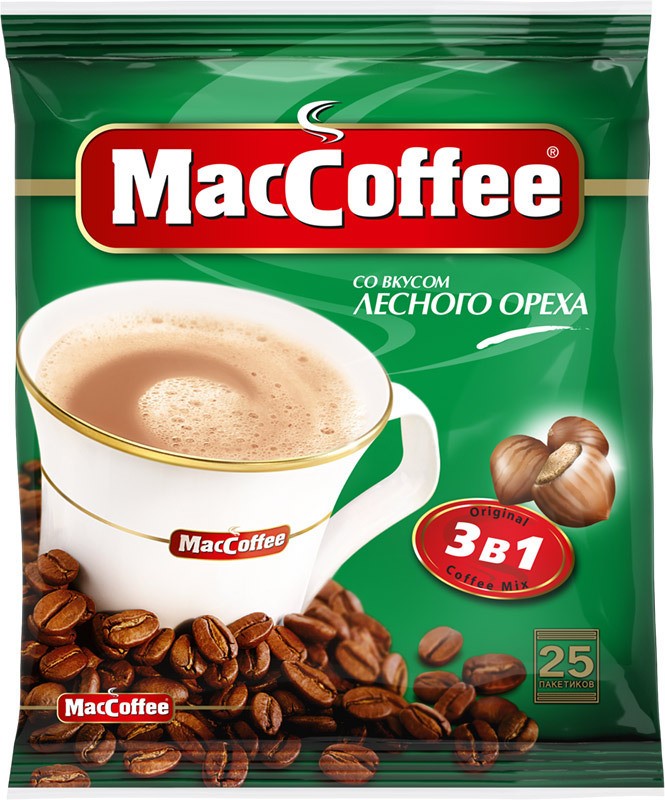 КОФЕ МАККОФЕ 3в1 ЛЕСНОЙ ОРЕХ 18Г УПАКОВКА 10ШТ