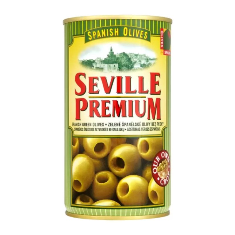 Оливки зеленые seville premium без косточки 244мл с/б
