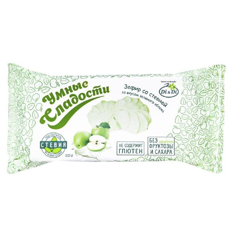Зефир умные сладости зеленое яблоко 50г