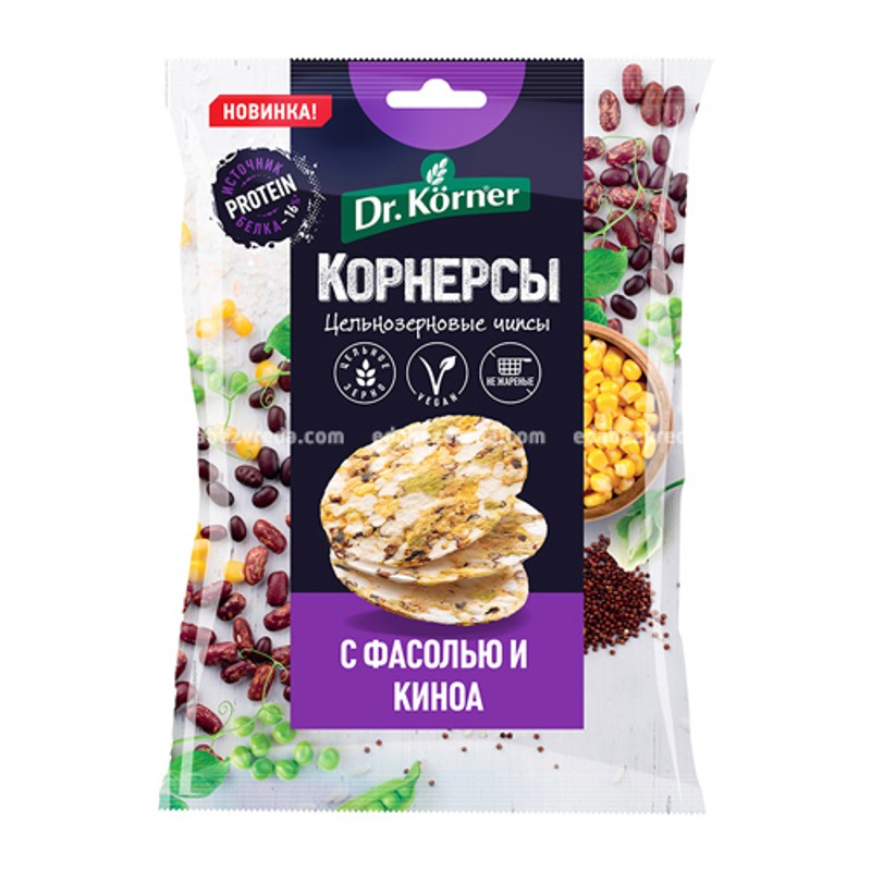 Продукт хрустящ зерновой доктор кернер корнерсы фасоль киноа 40г