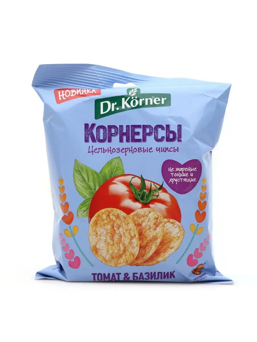 Продукт хрустящ зерновой доктор кернер корнерсы вялен томаты базилик 50г