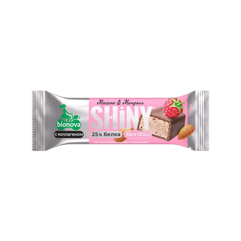 Батончик протеиновый бианова shiny малина миндаль 40г